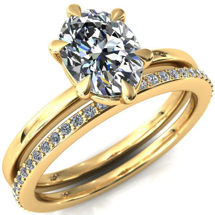 Fire Brilliance Lyla Oval Center Stone 6 Claw Prong Single Rail Solitaire Ring Rings