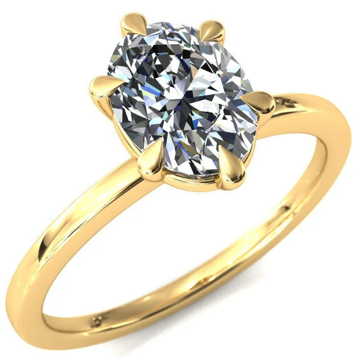 Fire Brilliance Lyla Oval Center Stone 6 Claw Prong Single Rail Solitaire Ring Rings