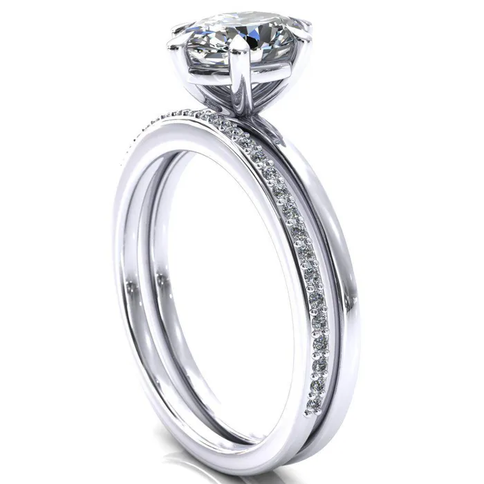 Fire Brilliance Lyla Oval Center Stone 6 Claw Prong Single Rail Solitaire Ring Rings