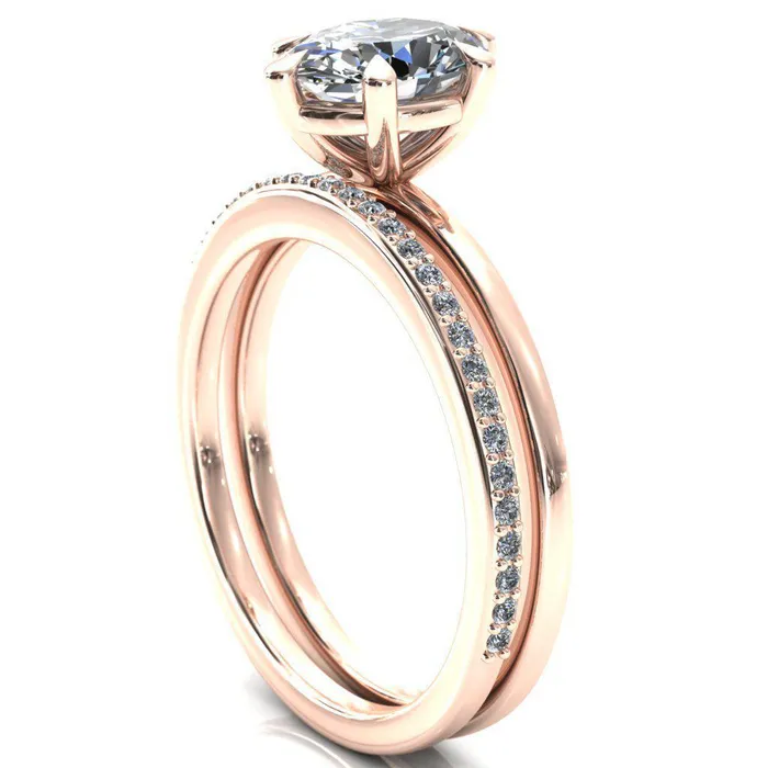 Fire Brilliance Lyla Oval Center Stone 6 Claw Prong Single Rail Solitaire Ring Rings