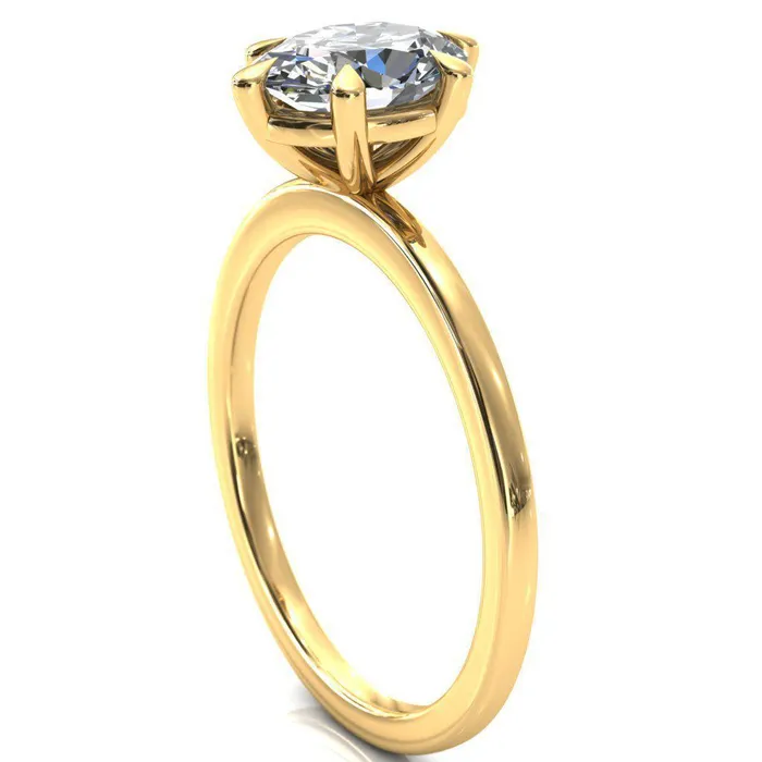 Fire Brilliance Lyla Oval Center Stone 6 Claw Prong Single Rail Solitaire Ring Rings