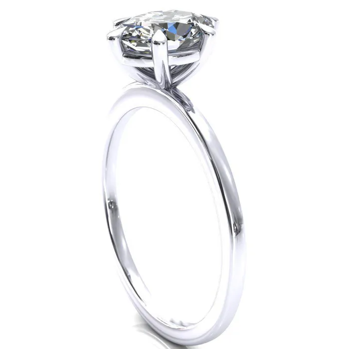 Fire Brilliance Lyla Oval Center Stone 6 Claw Prong Single Rail Solitaire Ring Rings