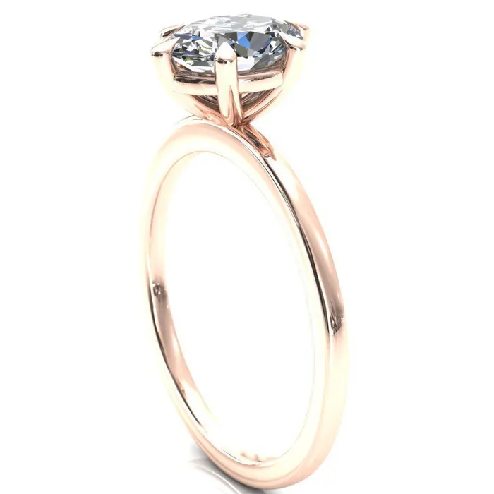 Fire Brilliance Lyla Oval Center Stone 6 Claw Prong Single Rail Solitaire Ring Rings