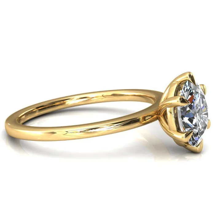 Fire Brilliance Lyla Oval Center Stone 6 Claw Prong Single Rail Solitaire Ring Rings