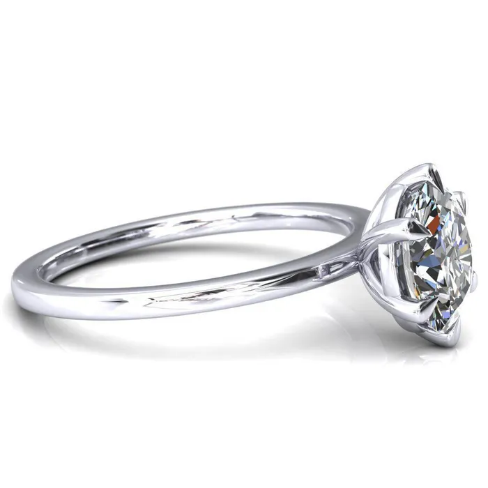 Fire Brilliance Lyla Oval Center Stone 6 Claw Prong Single Rail Solitaire Ring Rings