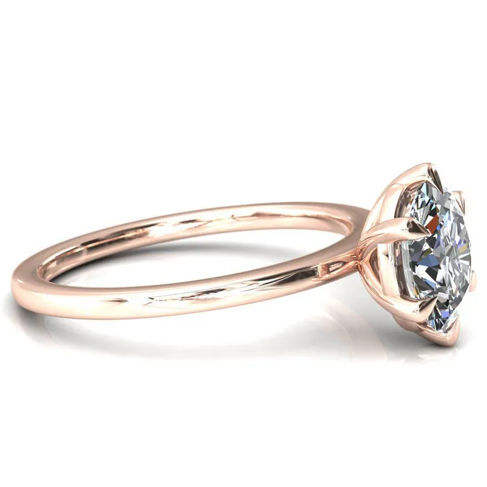 Fire Brilliance Lyla Oval Center Stone 6 Claw Prong Single Rail Solitaire Ring Rings