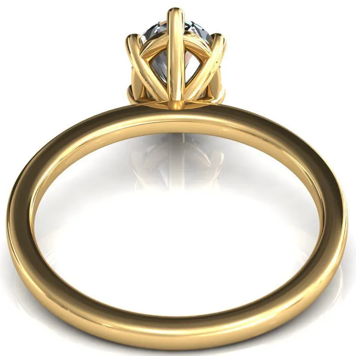 Fire Brilliance Lyla Oval Center Stone 6 Claw Prong Single Rail Solitaire Ring Rings