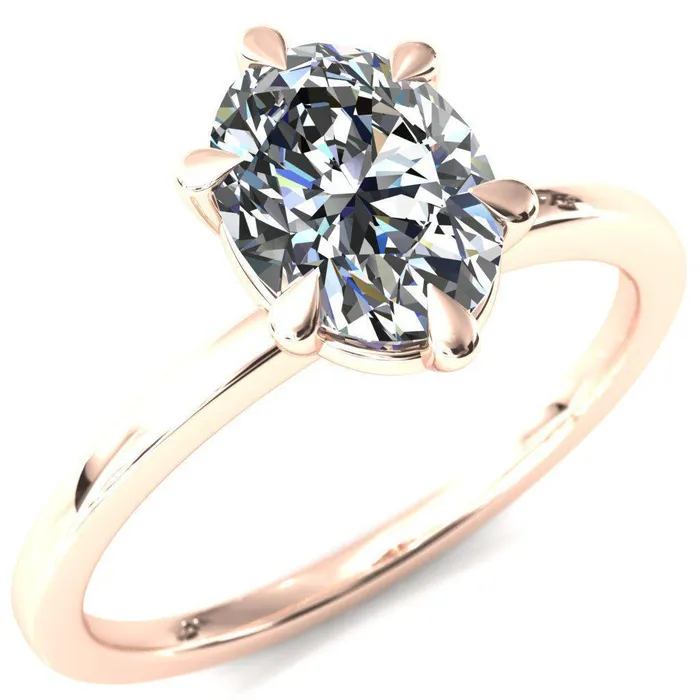 Fire Brilliance Lyla Oval Center Stone 6 Claw Prong Single Rail Solitaire Ring Rings