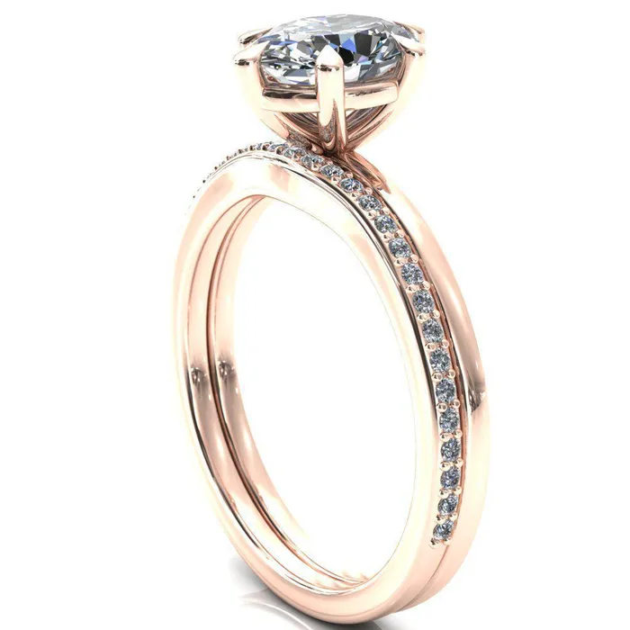 Fire Brilliance Lyla Oval Center Stone 6 Claw Prong Single Rail Solitaire Ring Rings