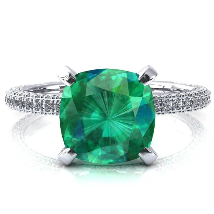 Fire Brilliance Mariyah Cushion Emerald 4 Prong 34 Eternity 3 Sided Diamond Shank Engagement Ring Rings Fire Brilliance Mariyah Cushion Emerald 4 Prong 34 Eternity 3 Sided Diamond Shank Engagement Ring Rings