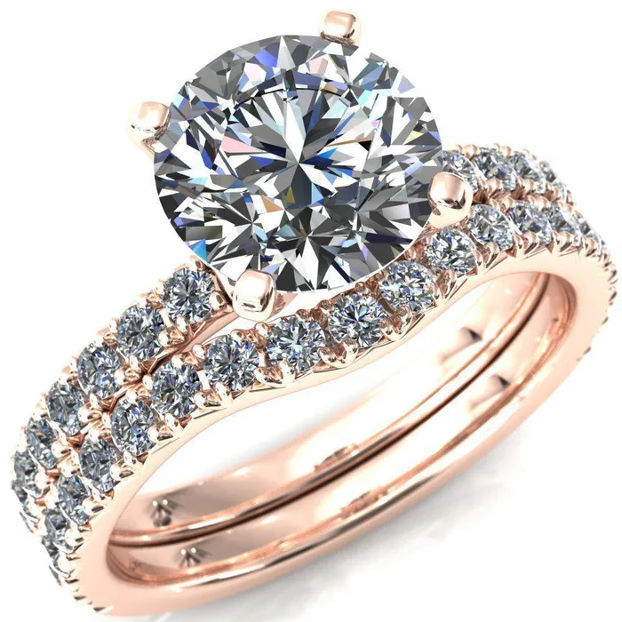 Fire Brilliance Nefili Round Center Stone 4 Prong 58 Eternity Diamond French Pave Engagement Ring Rings Fire Brilliance Nefili Round Center Stone 4 Prong 58 Eternity Diamond French Pave Engagement Ring Rings