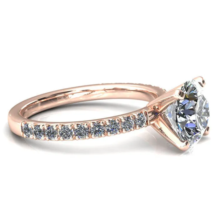 Fire Brilliance Nefili Round Center Stone 4 Prong 58 Eternity Diamond French Pave Engagement Ring Rings
