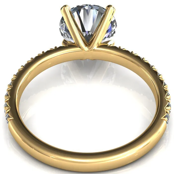 Fire Brilliance Nefili Round Center Stone 4 Prong 58 Eternity Diamond French Pave Engagement Ring Rings