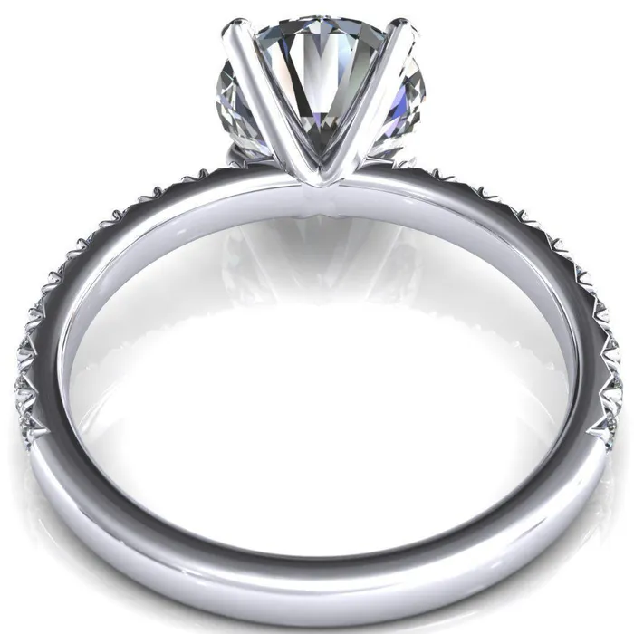 Fire Brilliance Nefili Round Center Stone 4 Prong 58 Eternity Diamond French Pave Engagement Ring Rings