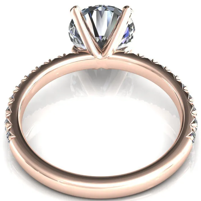 Fire Brilliance Nefili Round Center Stone 4 Prong 58 Eternity Diamond French Pave Engagement Ring Rings