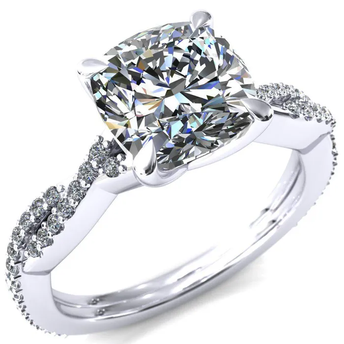 Fire Brilliance Rings Amberley Cushion Moissanite 4 Claw Prong 12 Infinity Diamond Accent Ring Engagement Ring Fire Brilliance Rings Amberley Cushion Moissanite 4 Claw Prong 12 Infinity Diamond Accent Ring Engagement Ring
