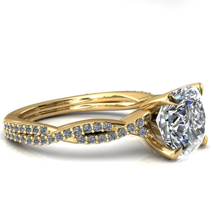 Fire Brilliance Rings Amberley Cushion Moissanite 4 Claw Prong 12 Infinity Diamond Accent Ring Engagement Ring