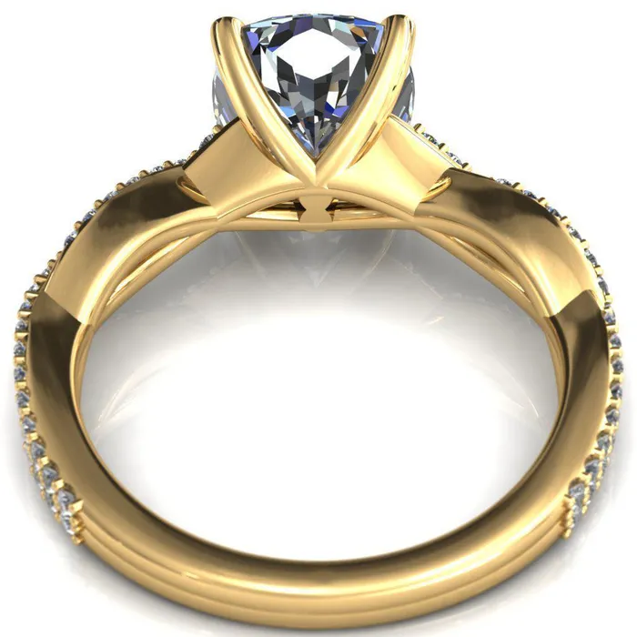Fire Brilliance Rings Amberley Cushion Moissanite 4 Claw Prong 12 Infinity Diamond Accent Ring Engagement Ring