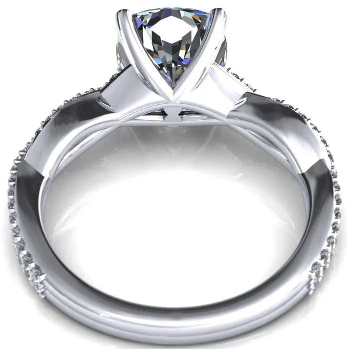 Fire Brilliance Rings Amberley Cushion Moissanite 4 Claw Prong 12 Infinity Diamond Accent Ring Engagement Ring