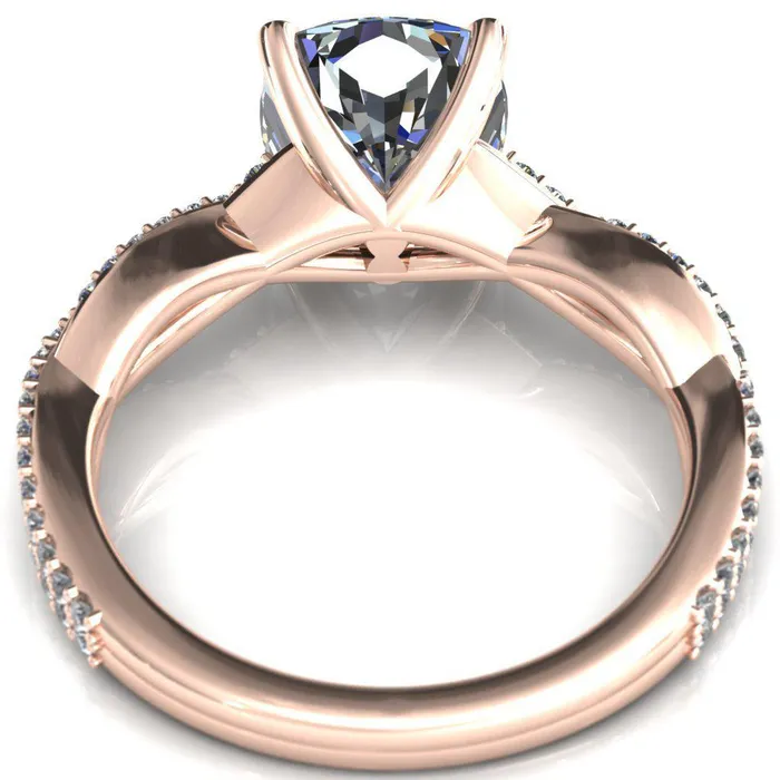 Fire Brilliance Rings Amberley Cushion Moissanite 4 Claw Prong 12 Infinity Diamond Accent Ring Engagement Ring