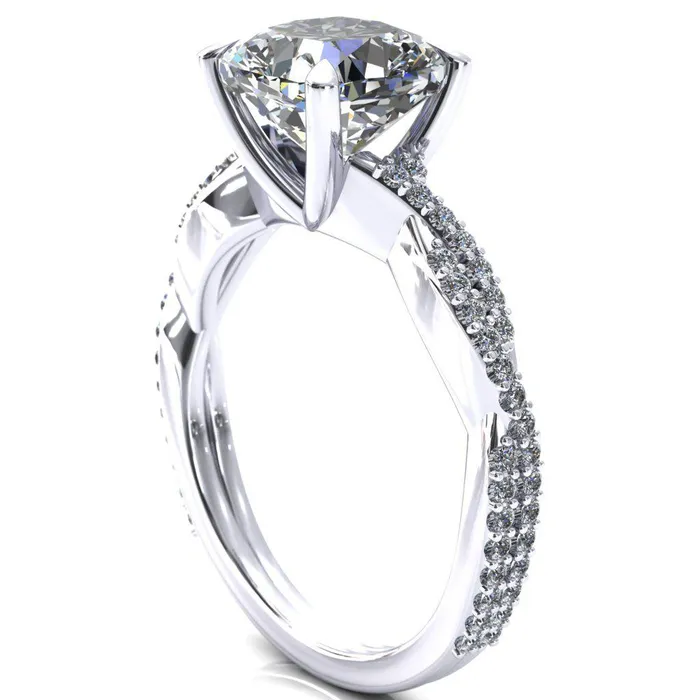 Fire Brilliance Rings Amberley Cushion Moissanite 4 Claw Prong 12 Infinity Diamond Accent Ring Engagement Ring