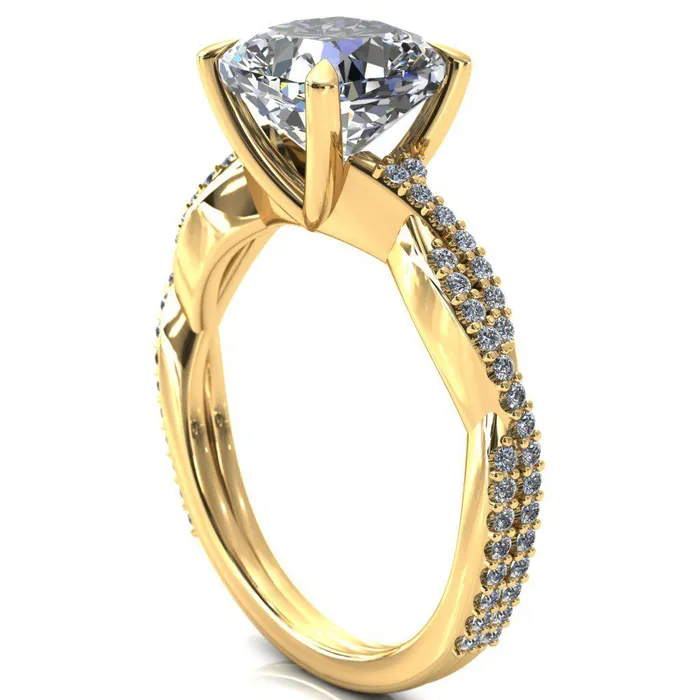 Fire Brilliance Rings Amberley Cushion Moissanite 4 Claw Prong 12 Infinity Diamond Accent Ring Engagement Ring