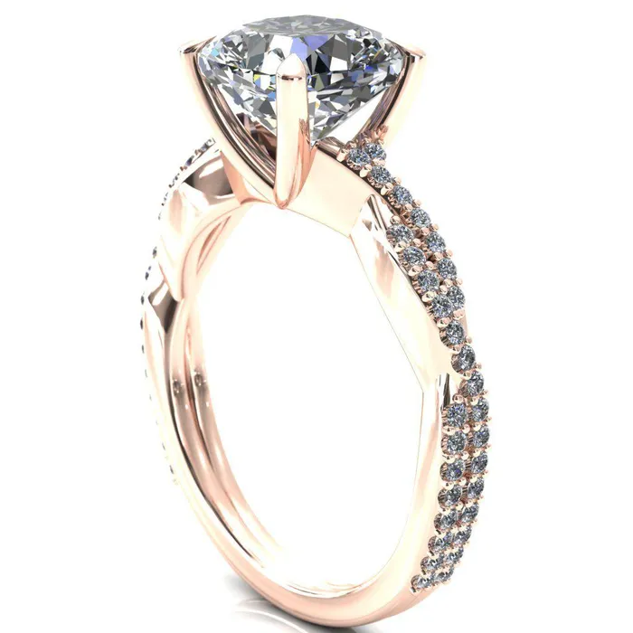Fire Brilliance Rings Amberley Cushion Moissanite 4 Claw Prong 12 Infinity Diamond Accent Ring Engagement Ring