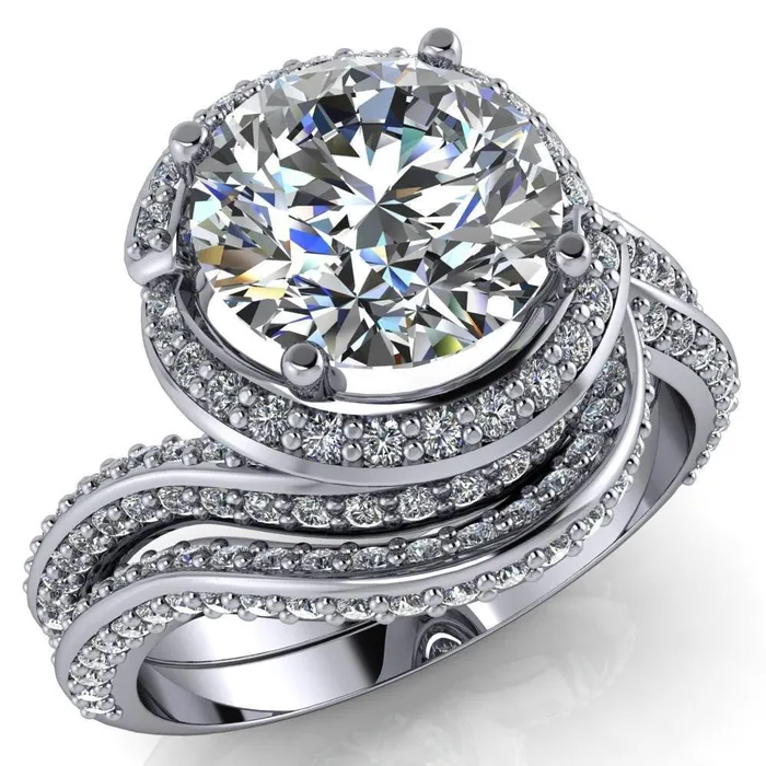 Fire Brilliance Rings Baptiste Round Center Stone 4 Prong Diamond Halo Engagement Ring Fire Brilliance Rings Baptiste Round Center Stone 4 Prong Diamond Halo Engagement Ring