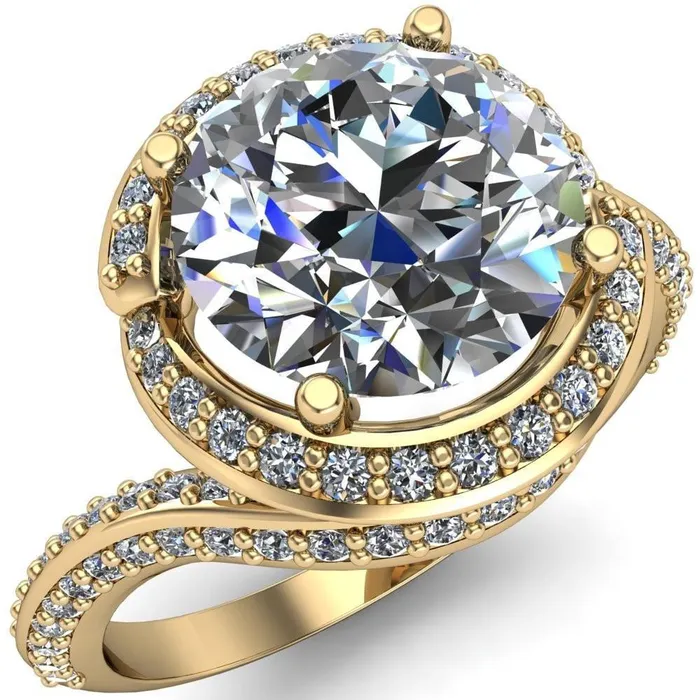 Fire Brilliance Rings Baptiste Round Center Stone 4 Prong Diamond Halo Engagement Ring
