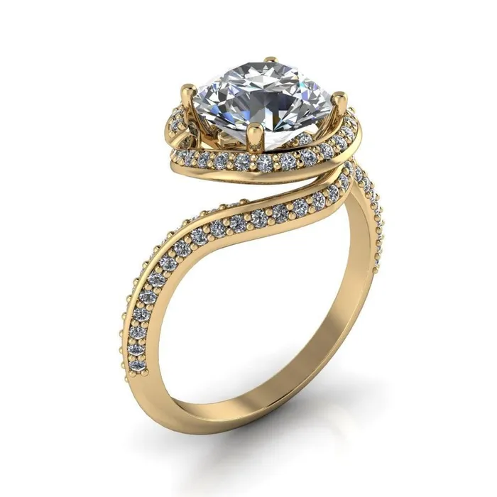 Fire Brilliance Rings Baptiste Round Center Stone 4 Prong Diamond Halo Engagement Ring