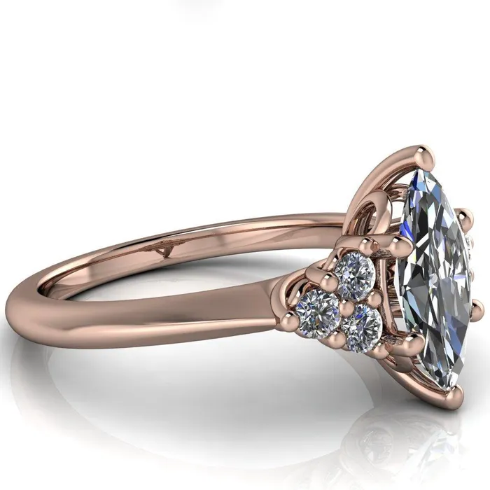 Fire Brilliance Rings Biddle Marquise Center Stone Trio Side Diamonds Engagement Ring
