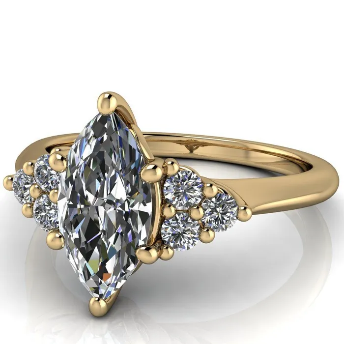 Fire Brilliance Rings Biddle Marquise Center Stone Trio Side Diamonds Engagement Ring