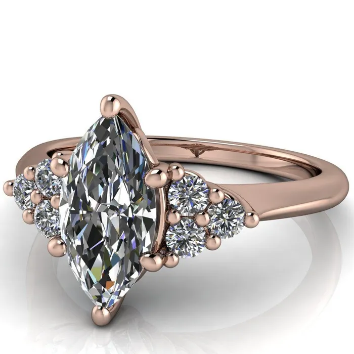 Fire Brilliance Rings Biddle Marquise Center Stone Trio Side Diamonds Engagement Ring