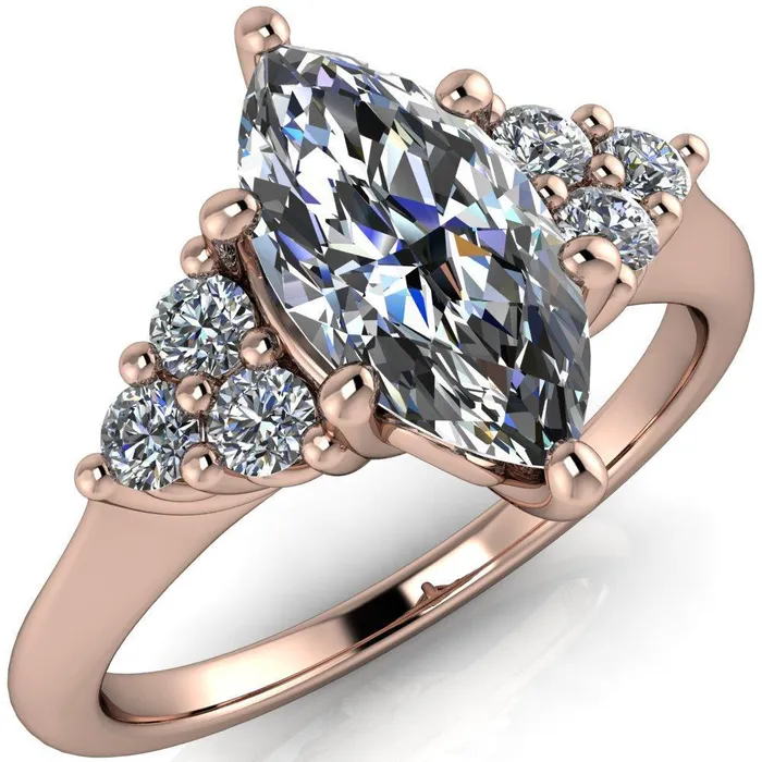 Fire Brilliance Rings Biddle Marquise Center Stone Trio Side Diamonds Engagement Ring