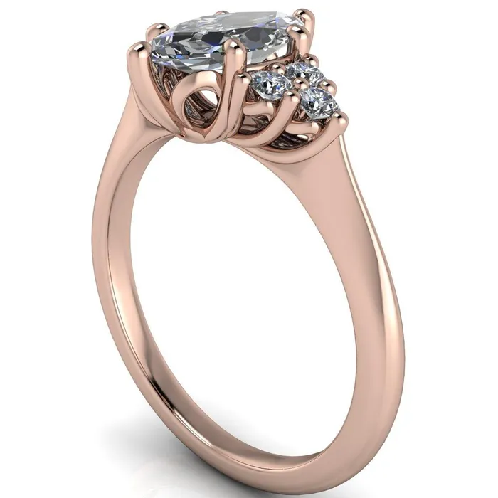 Fire Brilliance Rings Biddle Marquise Center Stone Trio Side Diamonds Engagement Ring