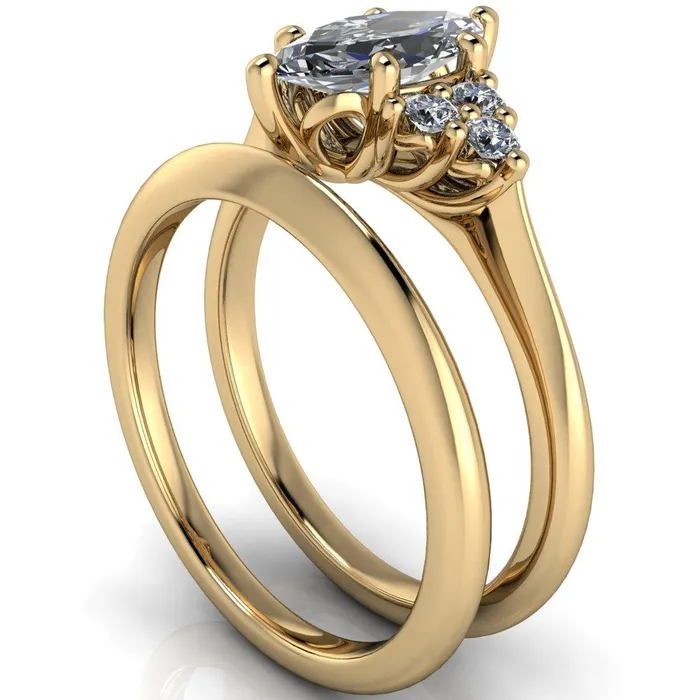 Fire Brilliance Rings Biddle Marquise Center Stone Trio Side Diamonds Engagement Ring