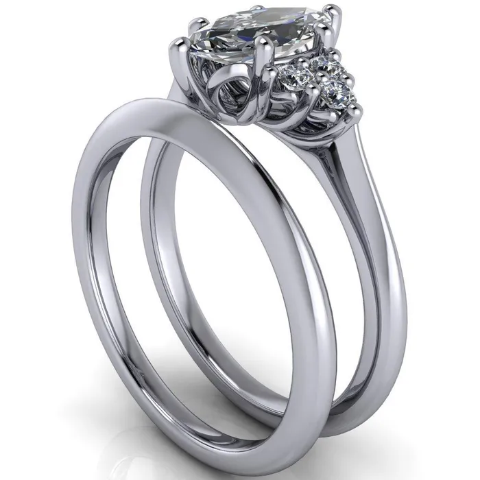 Fire Brilliance Rings Biddle Marquise Center Stone Trio Side Diamonds Engagement Ring