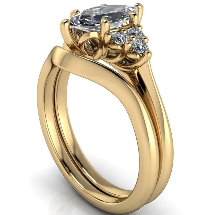 Fire Brilliance Rings Biddle Marquise Center Stone Trio Side Diamonds Engagement Ring