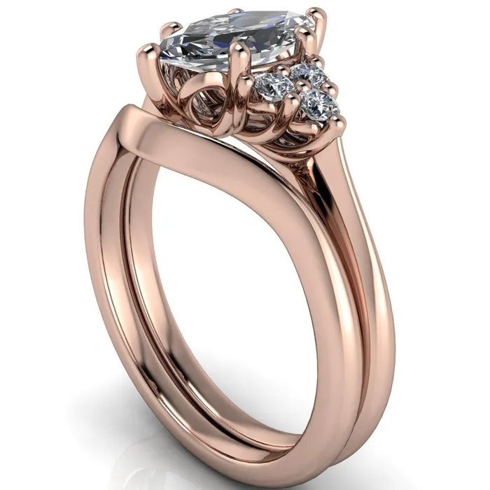 Fire Brilliance Rings Biddle Marquise Center Stone Trio Side Diamonds Engagement Ring
