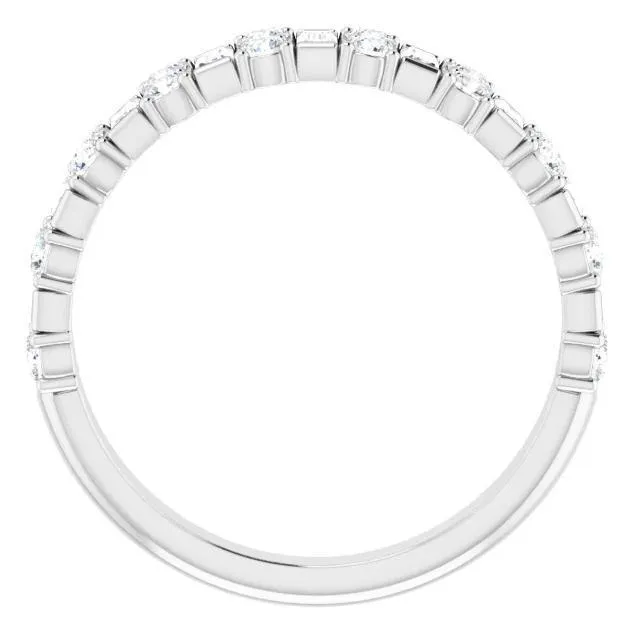Fire Brilliance Rings Fabianna Round and Straight Baguette Moissanite or Diamond Band