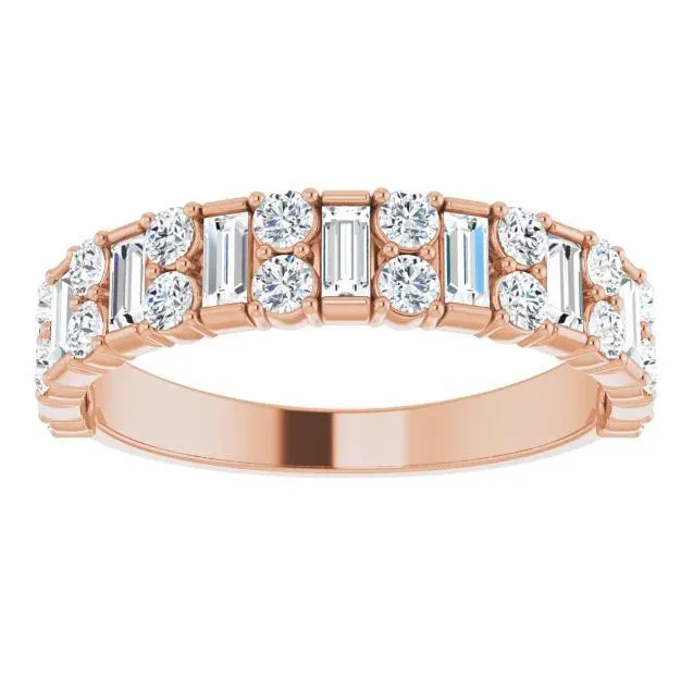 Fire Brilliance Rings Fabianna Round and Straight Baguette Moissanite or Diamond Band