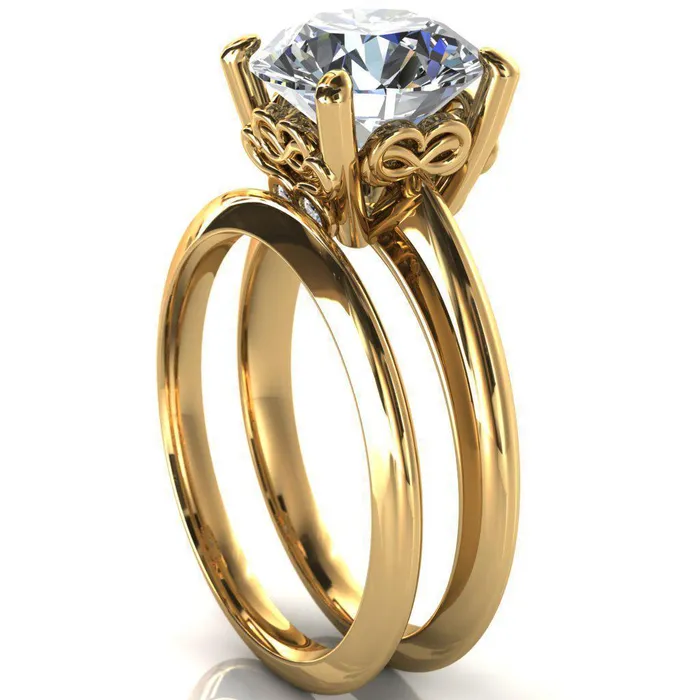 Fire Brilliance Rings Gloria Round Center Stone High Shoulder 4 Prong 4 Surprise Bezel Filigree Engagement Ring