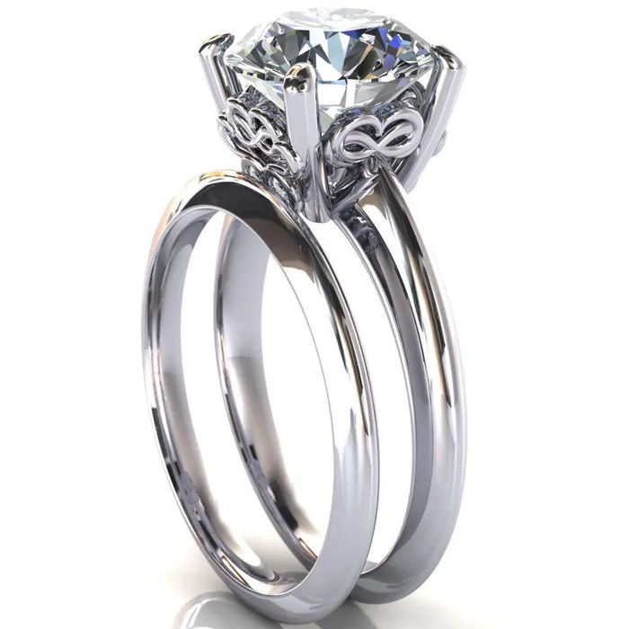 Fire Brilliance Rings Gloria Round Center Stone High Shoulder 4 Prong 4 Surprise Bezel Filigree Engagement Ring