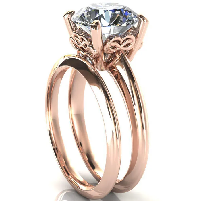 Fire Brilliance Rings Gloria Round Center Stone High Shoulder 4 Prong 4 Surprise Bezel Filigree Engagement Ring
