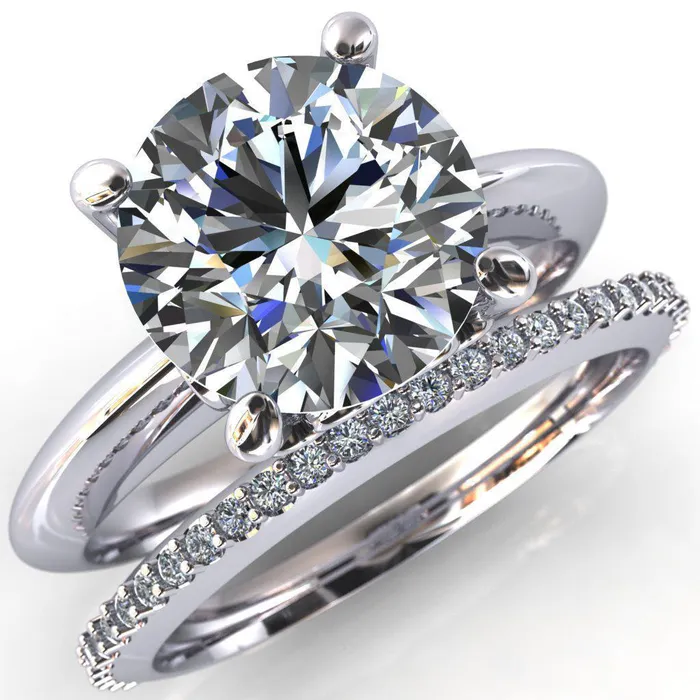 Fire Brilliance Rings Gloria Round Center Stone High Shoulder 4 Prong 4 Surprise Bezel Filigree Engagement Ring
