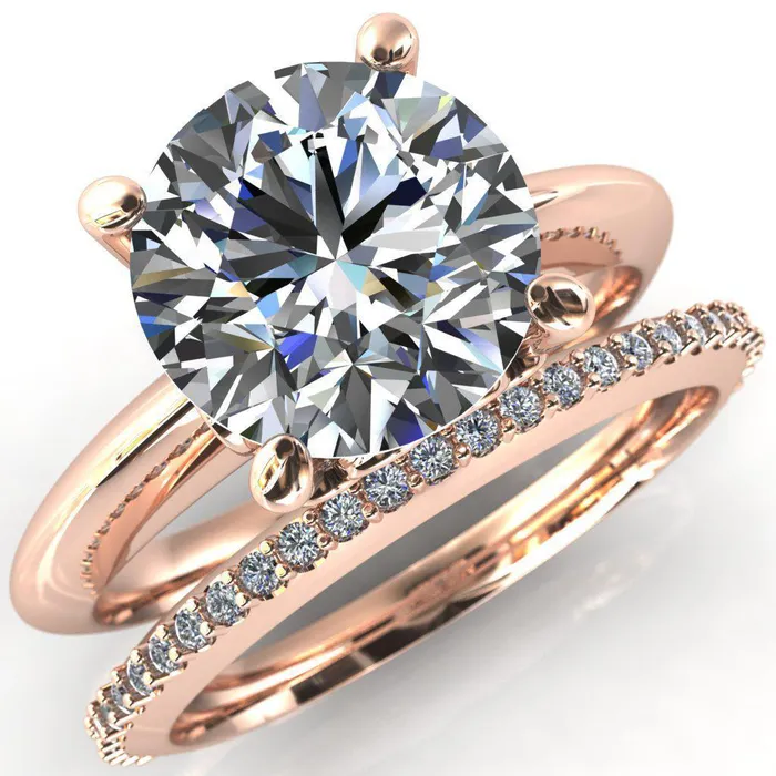 Fire Brilliance Rings Gloria Round Center Stone High Shoulder 4 Prong 4 Surprise Bezel Filigree Engagement Ring
