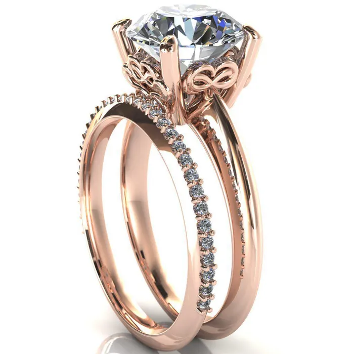 Fire Brilliance Rings Gloria Round Center Stone High Shoulder 4 Prong 4 Surprise Bezel Filigree Engagement Ring