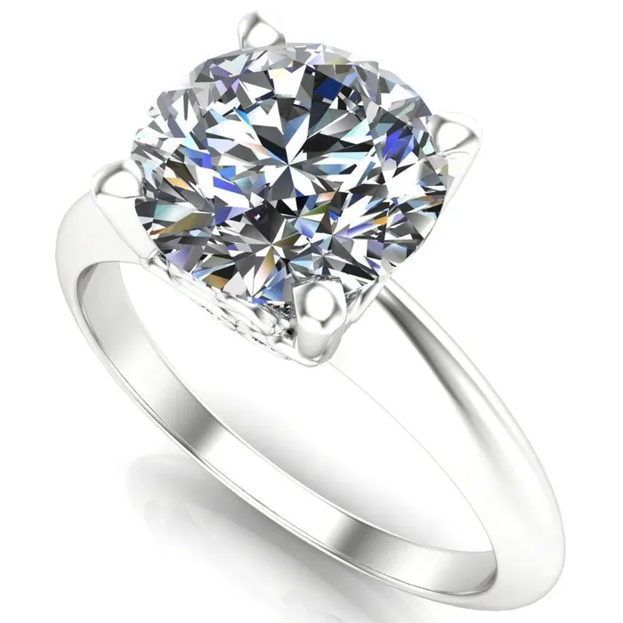 Fire Brilliance Rings Gloria Round Center Stone High Shoulder 4 Prong 4 Surprise Bezel Filigree Engagement Ring