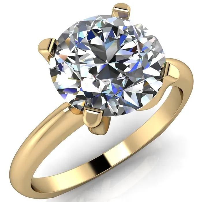 Fire Brilliance Rings Hayden Round Center Stone 4 U Shaped Prong Set Euro Shank Solitaire Ring
