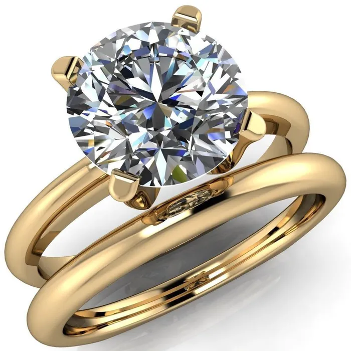 Fire Brilliance Rings Hayden Round Center Stone 4 U Shaped Prong Set Euro Shank Solitaire Ring
